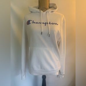 Champion White Pullover Hoodie Size Small Cotton Blend